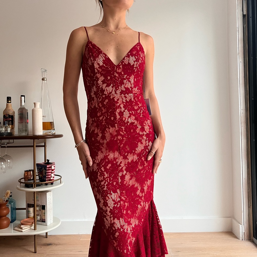 Majorelle Red Floral Maxi Dress